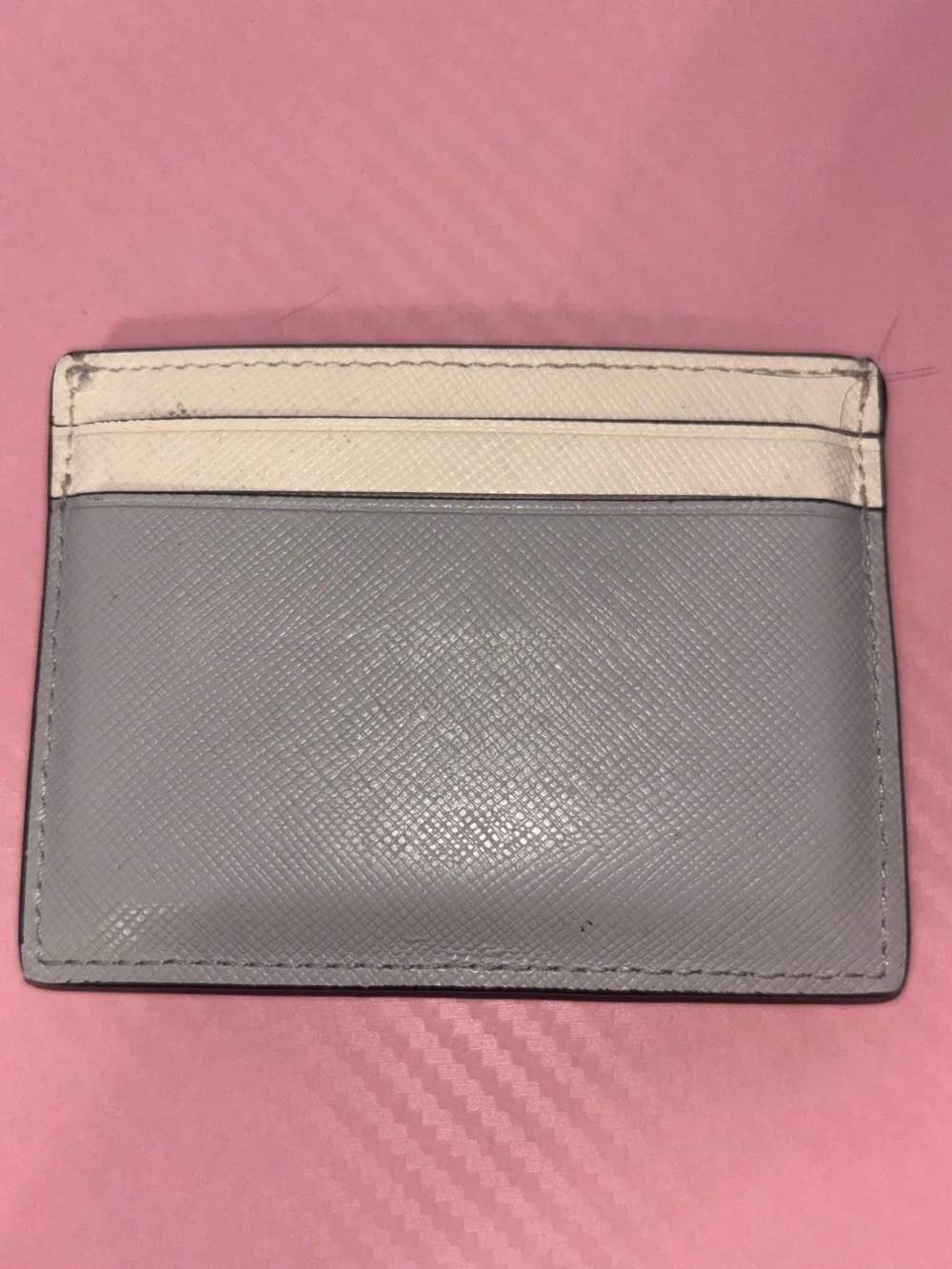 kate spade Two-Tone Gray & Cream Leather Card holder